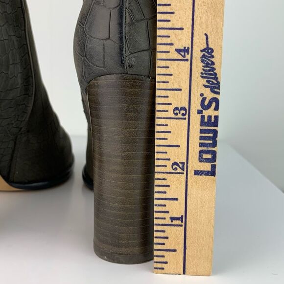 Sam Edelman Women’s Gray Leather Crocodile effect Reyes heeled ankle boots 6.5 - Picture 8 of 15